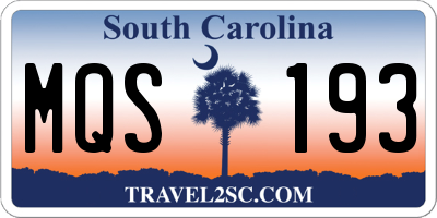 SC license plate MQS193