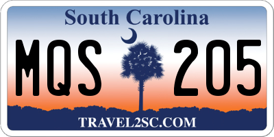 SC license plate MQS205