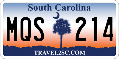 SC license plate MQS214