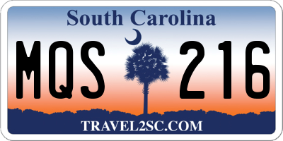 SC license plate MQS216