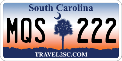 SC license plate MQS222