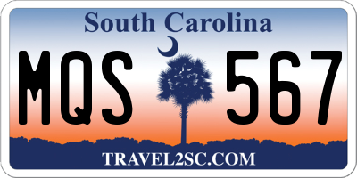 SC license plate MQS567