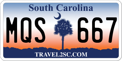 SC license plate MQS667