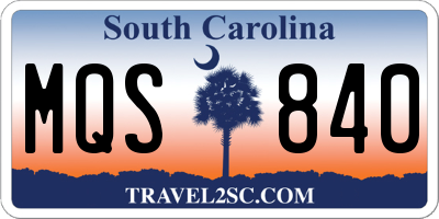 SC license plate MQS840