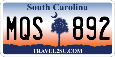 SC license plate MQS892