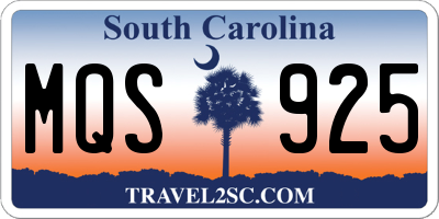 SC license plate MQS925