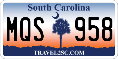 SC license plate MQS958