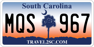 SC license plate MQS967