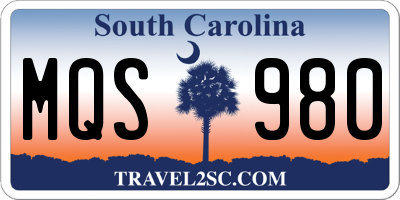 SC license plate MQS980