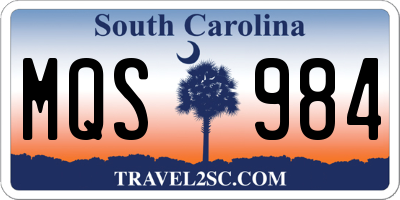 SC license plate MQS984