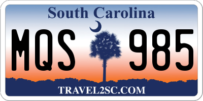 SC license plate MQS985