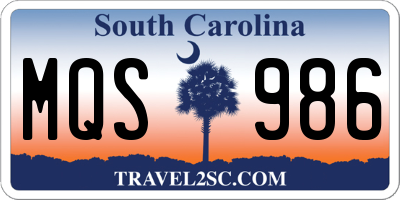 SC license plate MQS986