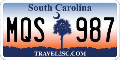 SC license plate MQS987