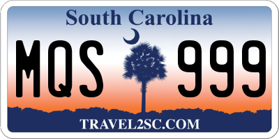 SC license plate MQS999