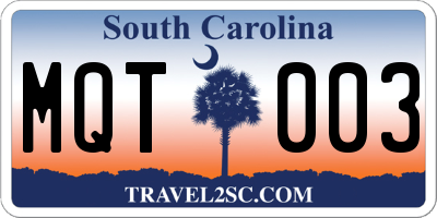 SC license plate MQT003