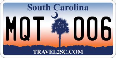 SC license plate MQT006