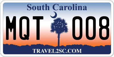SC license plate MQT008