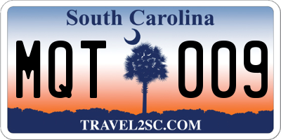 SC license plate MQT009