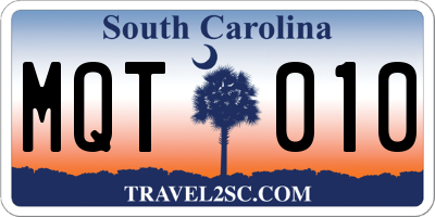 SC license plate MQT010