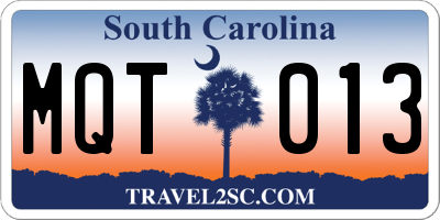 SC license plate MQT013