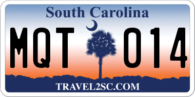 SC license plate MQT014