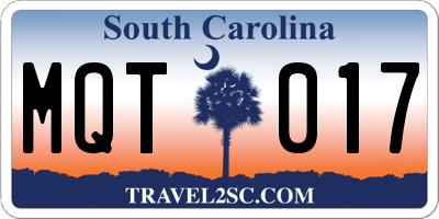 SC license plate MQT017