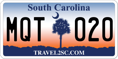 SC license plate MQT020