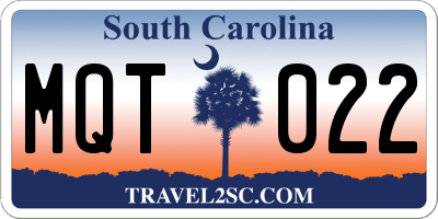 SC license plate MQT022