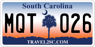 SC license plate MQT026