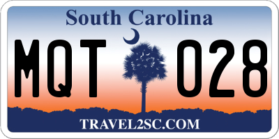 SC license plate MQT028