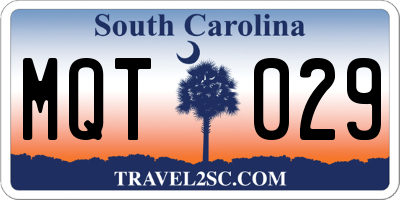 SC license plate MQT029