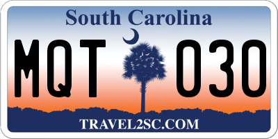 SC license plate MQT030
