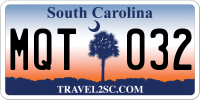 SC license plate MQT032