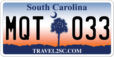 SC license plate MQT033