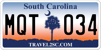 SC license plate MQT034