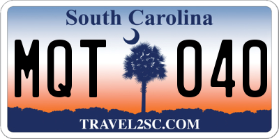SC license plate MQT040