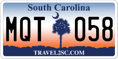 SC license plate MQT058