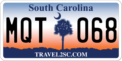 SC license plate MQT068