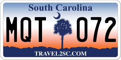 SC license plate MQT072