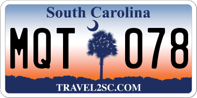 SC license plate MQT078