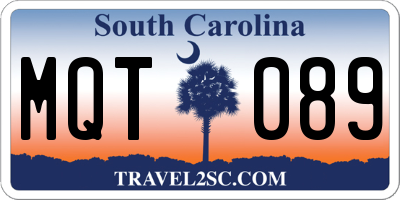 SC license plate MQT089