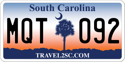 SC license plate MQT092