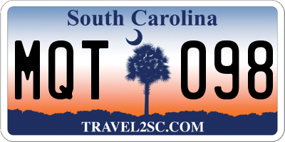 SC license plate MQT098