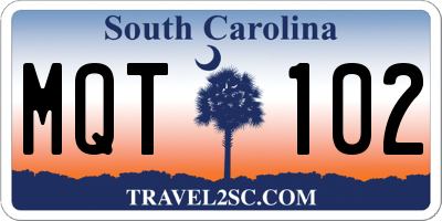 SC license plate MQT102
