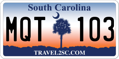 SC license plate MQT103