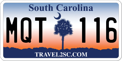SC license plate MQT116