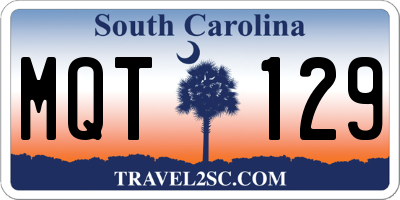 SC license plate MQT129