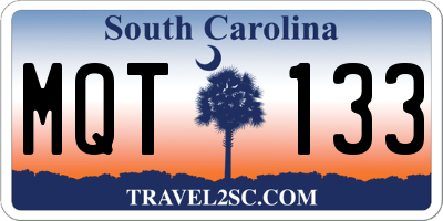 SC license plate MQT133