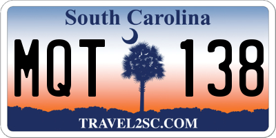 SC license plate MQT138