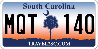 SC license plate MQT140